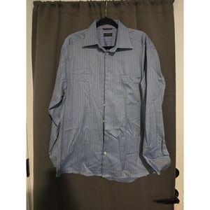 Eton Wrinkle Free Blue Striped Dress Shirt, Men's 16.5 42, Long Sleeve